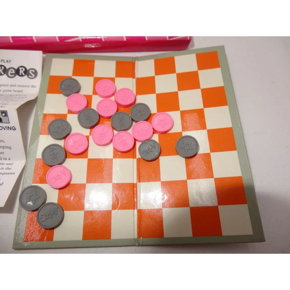 American Girl Doll Checkers Game Set Pink Grey Board Pieces 0743CTP2